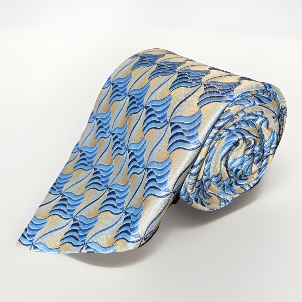 Joseph &‎ Feiss International Silk Tie Necktie Blue Geometric 4"